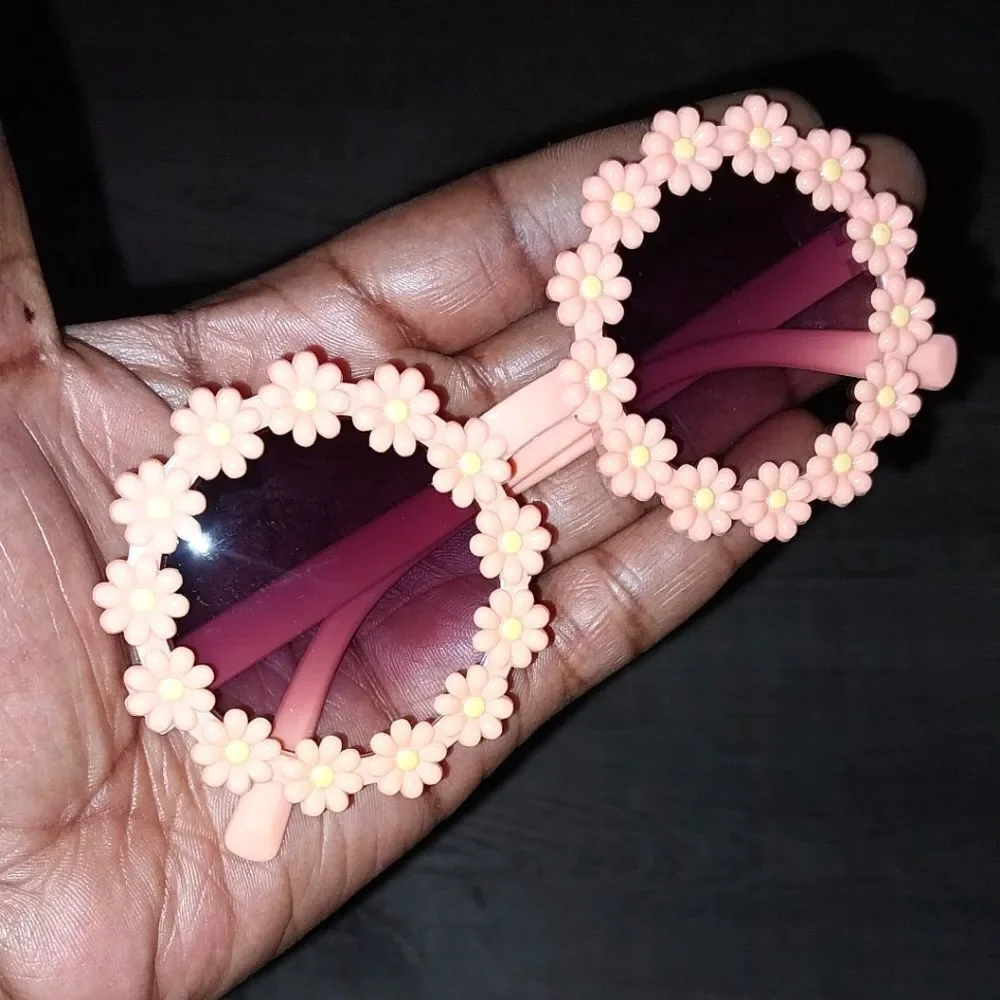 Orange Super cute floral rim kids sunglasses